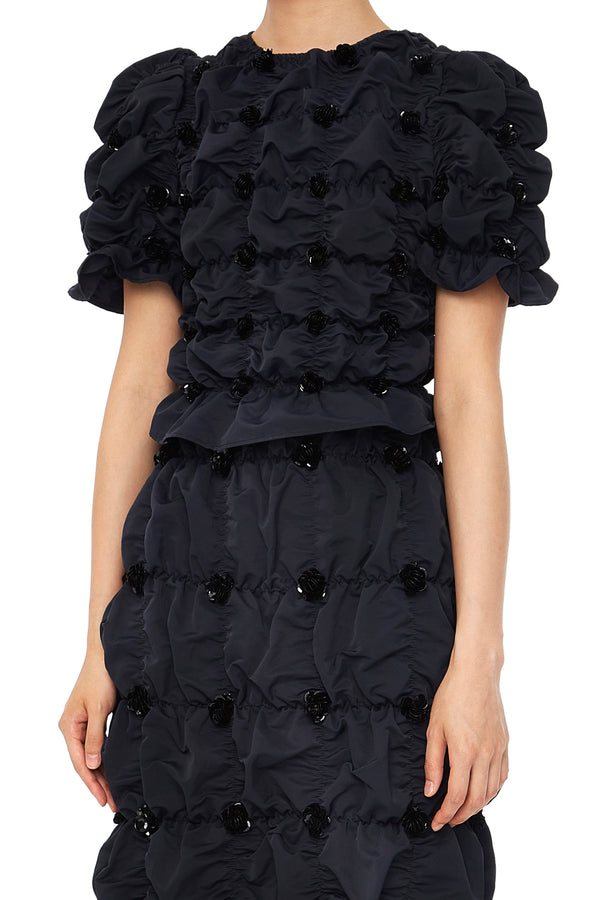 SHUSHUTONG pleated top aw21to05 dark blue